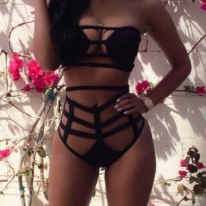 Caged Strappy Bikini (Black)